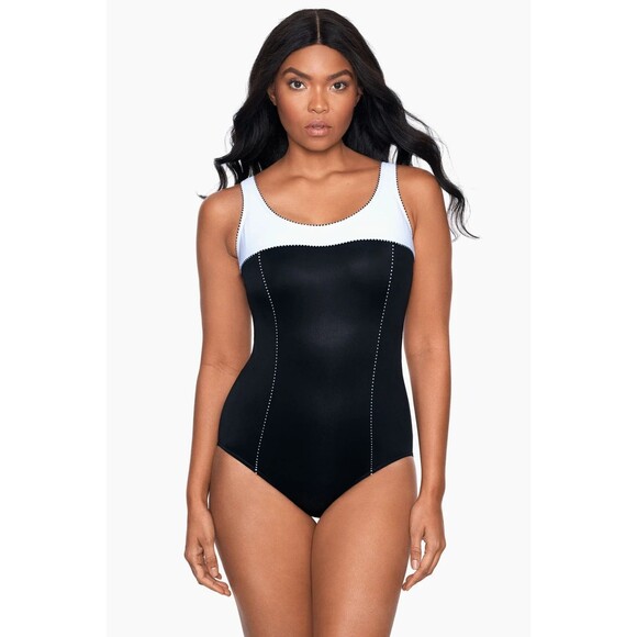 Miraclesuit DD-Cup Touche One Piece in Colorblock Black/White Sz 20W Underwired - Picture 1 of 8
